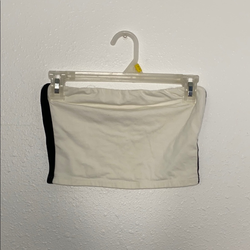 white crop top with black lines on sides
